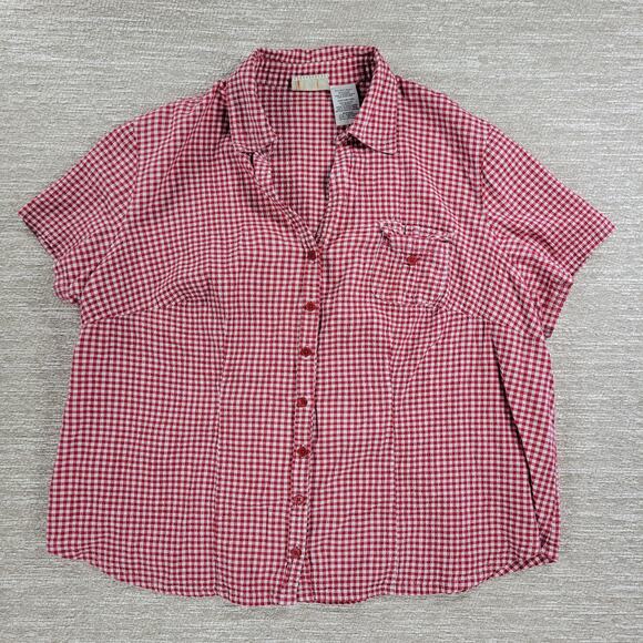 Vintage White Stag Shirt Capri Set Womens 2XL Red Gingham Button Down Pockets - Picture 3 of 16